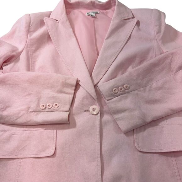 VTG Chadwicks Classics Pink Linen Blend Tailored Summer Blazer, 10 - Picture 11 of 12